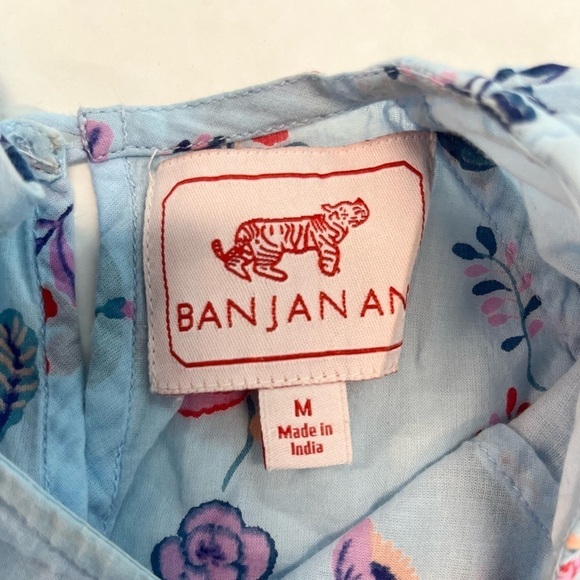 BANJANAN Santos Top in Misty Floral Blue Puff Sleeve Flowers Medium - Picture 6 of 7